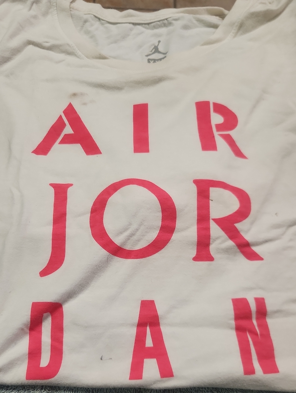 Jordan White Tee with Pink AIR JORDAN Graphic